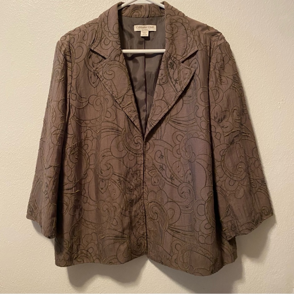Coldwater Creek Brown Blazer Textured Notched Lapel Womens‎ Size Large